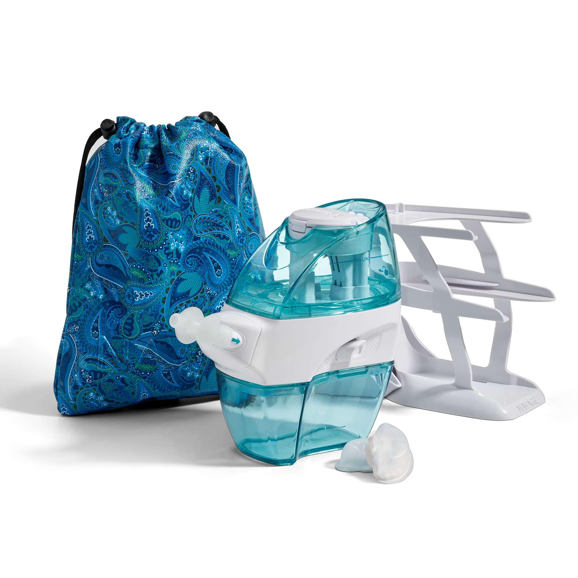 Naväge Deluxe Bundle: Nose Cleaner, 30 SaltPods, Countertop Caddy, Travel Bag