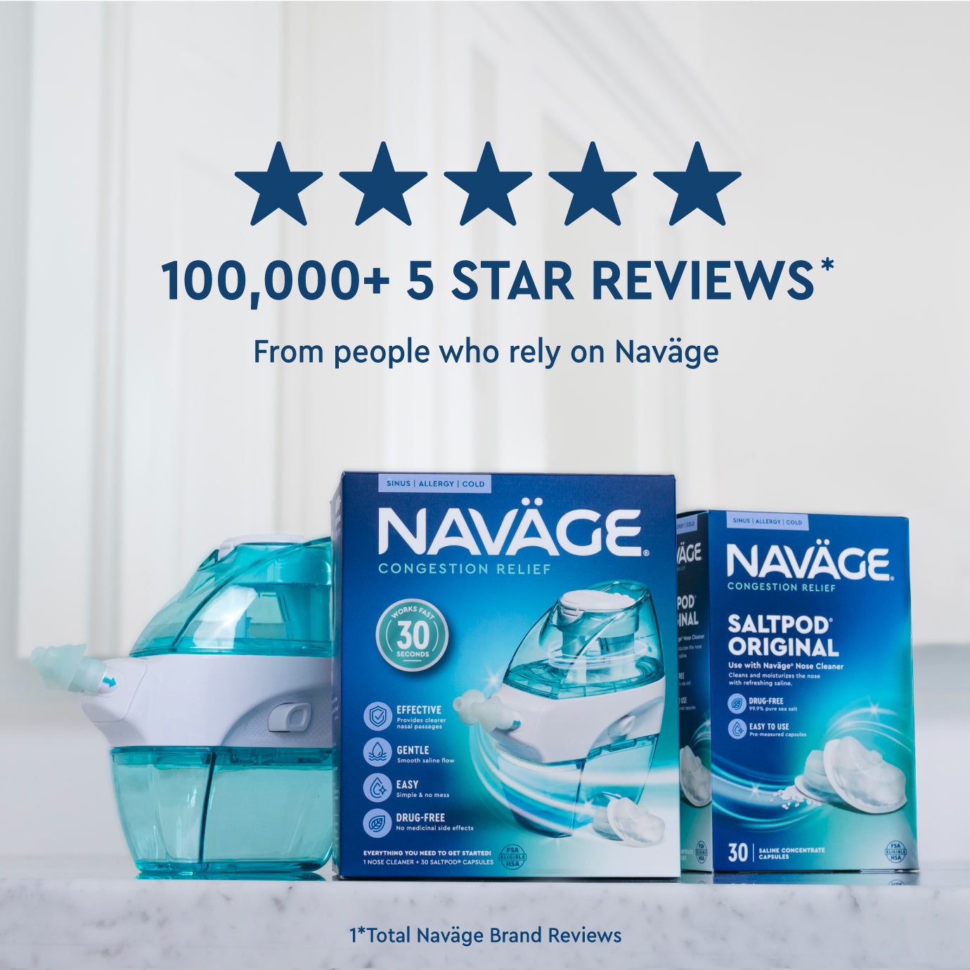 Naväge Multi-User Bundle: Nose Cleaner, 30 SaltPod Capsules, 2nd Nasal Dock, 2nd Pair of Nose Pillows