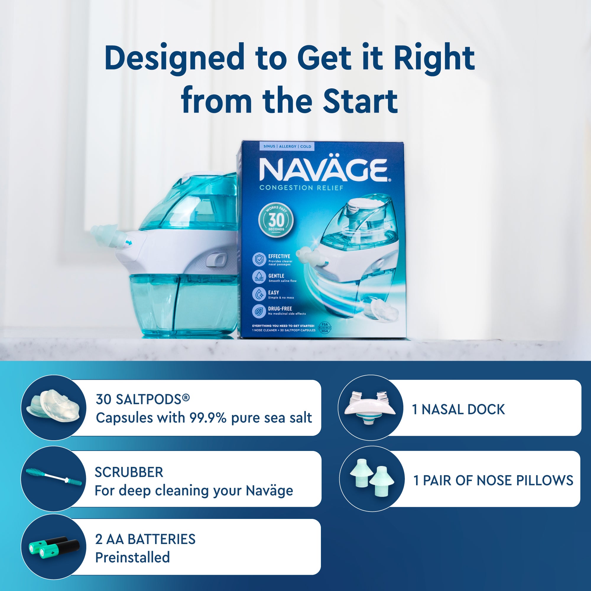 Navage Starter Bundle | Nasal Irrigator + SaltPods Kit