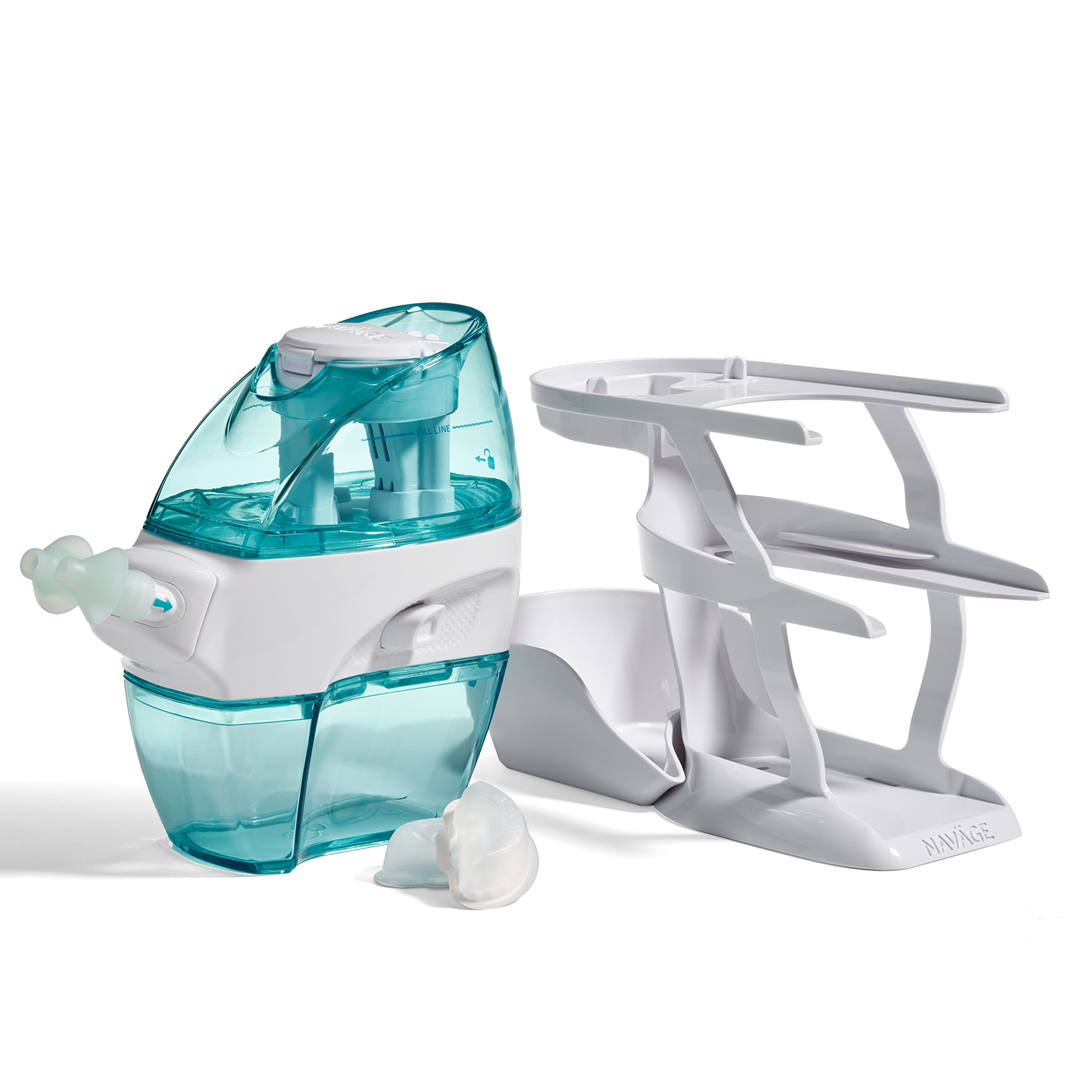 Naväge Essentials Bundle: Nose Cleaner, 20 SaltPods, Triple-Tier Countertop Caddy