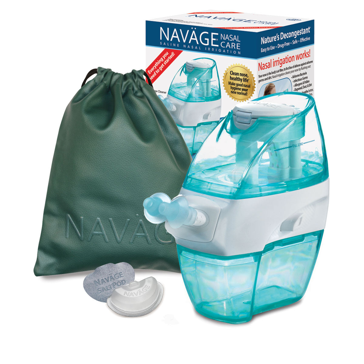 Ensemble de voyage Navage : nettoyant pour le nez, 20 SaltPods, sac de voyage