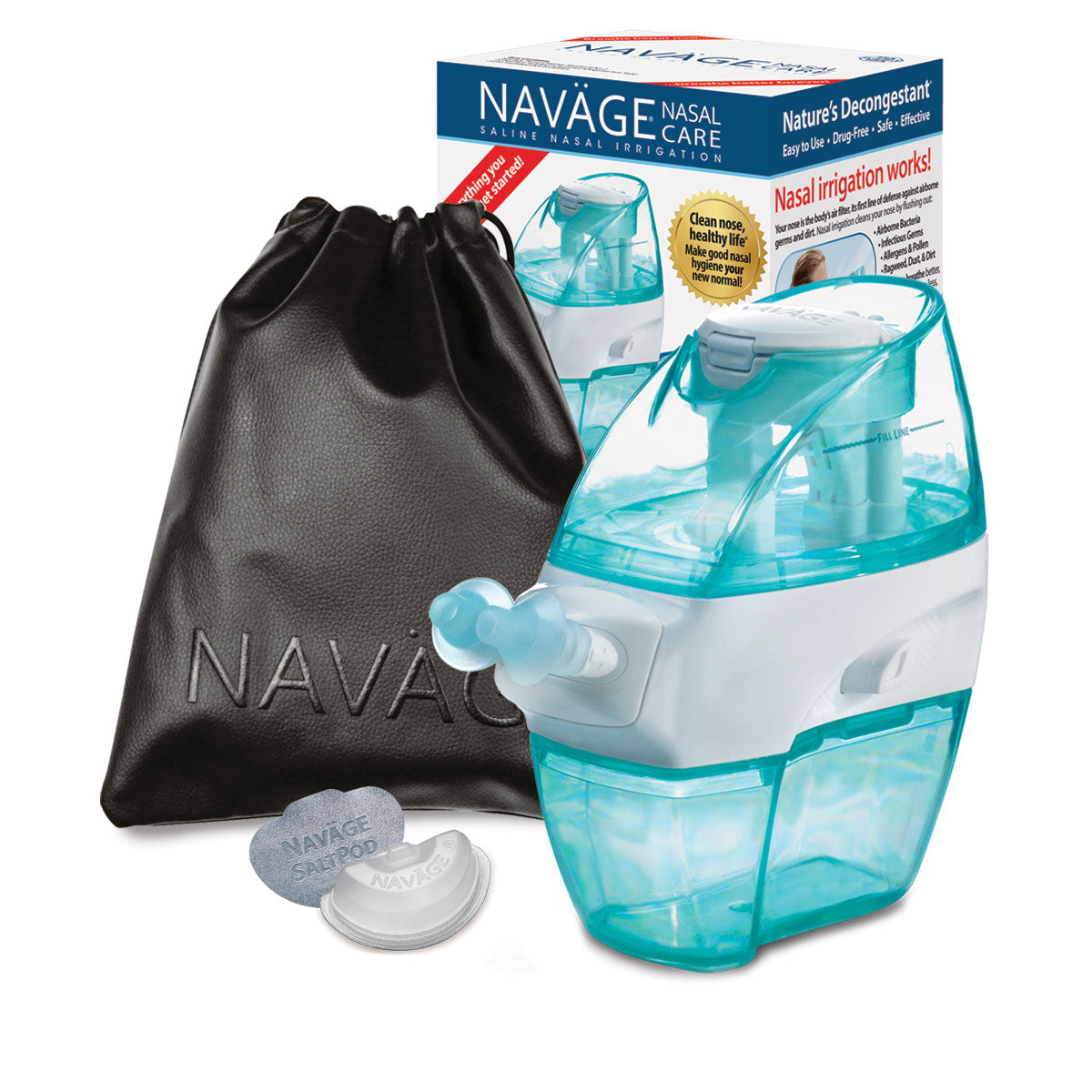 Ensemble de voyage Navage : nettoyant pour le nez, 20 SaltPods, sac de voyage